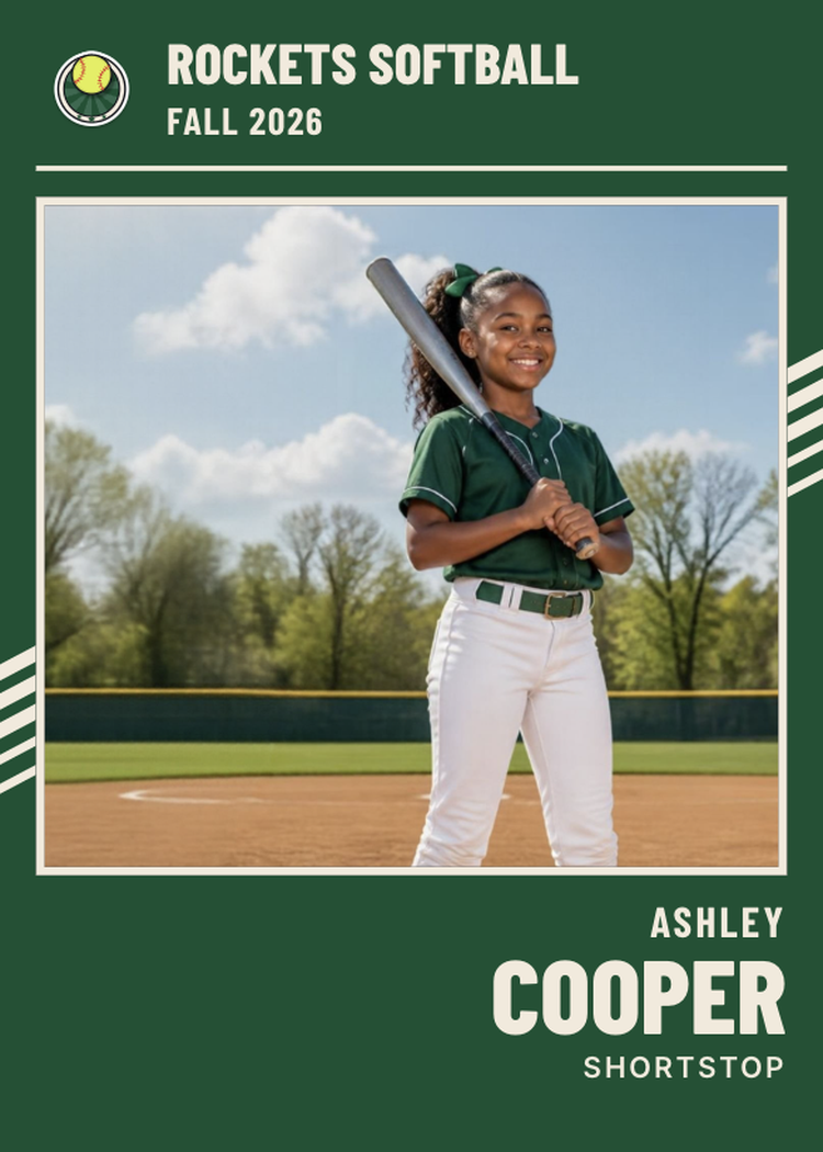 Rockets Softball trading card, Ashley Cooper, Fall 2026
